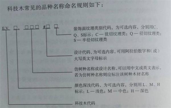 科技木皮命名規則示意圖